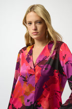 Shop Satin Floral Print Straight Top - Joseph Ribkoff