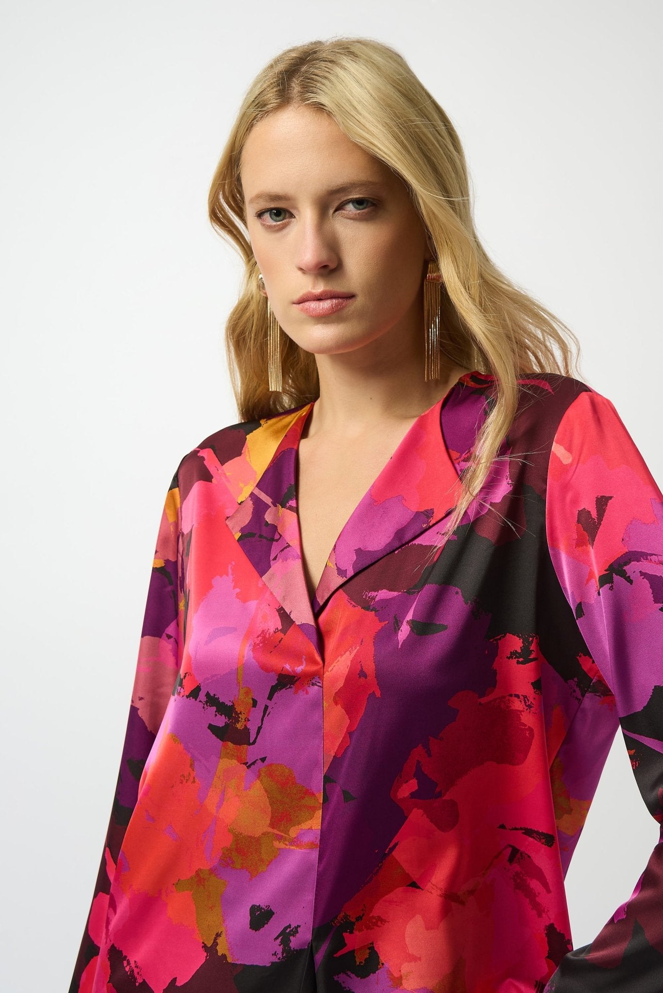 Shop Satin Floral Print Straight Top - Joseph Ribkoff