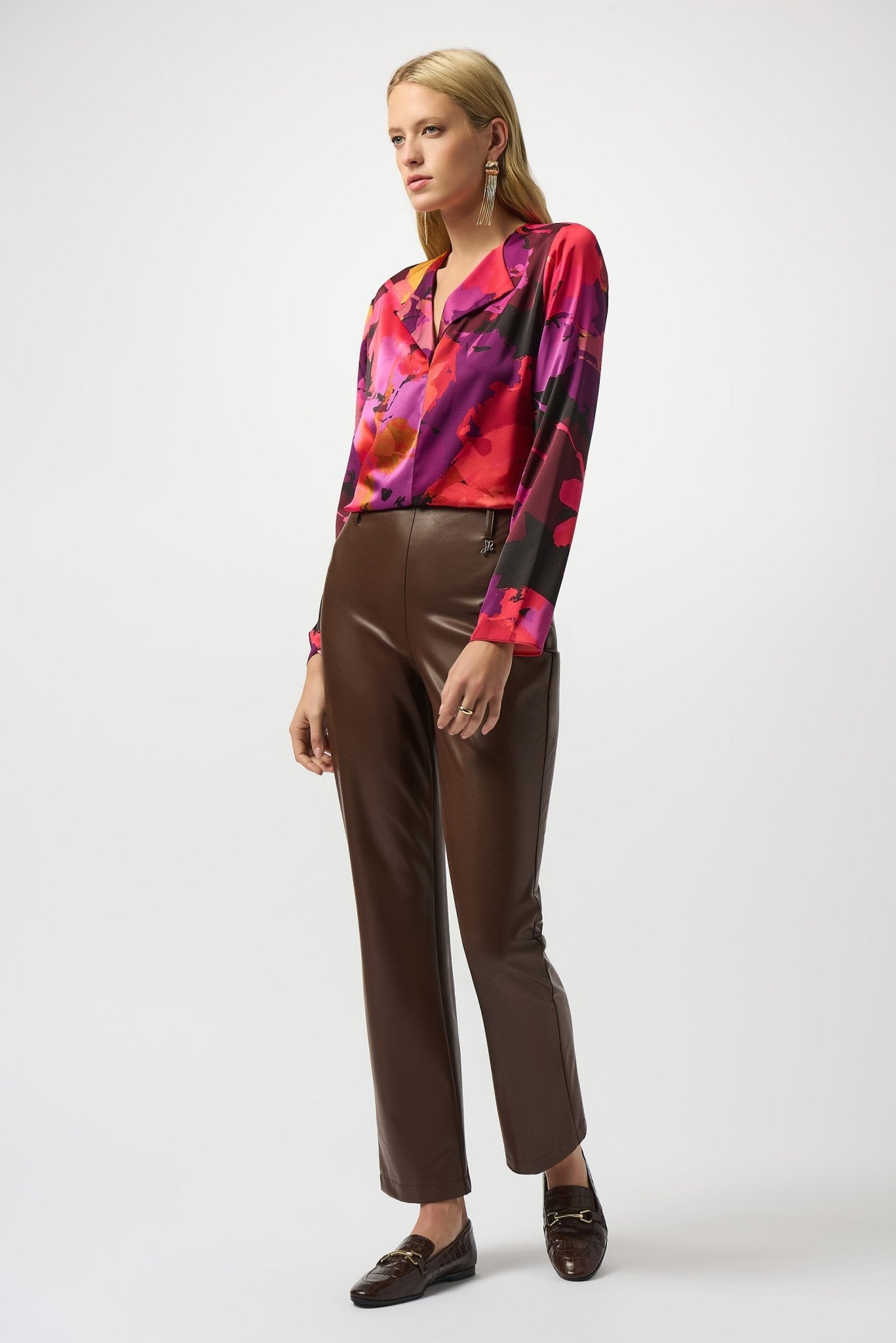 Shop Satin Floral Print Straight Top - Joseph Ribkoff
