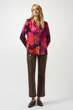 Shop Satin Floral Print Straight Top - Joseph Ribkoff