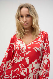 Shop Satin Floral Print Straight Top - Joseph Ribkoff