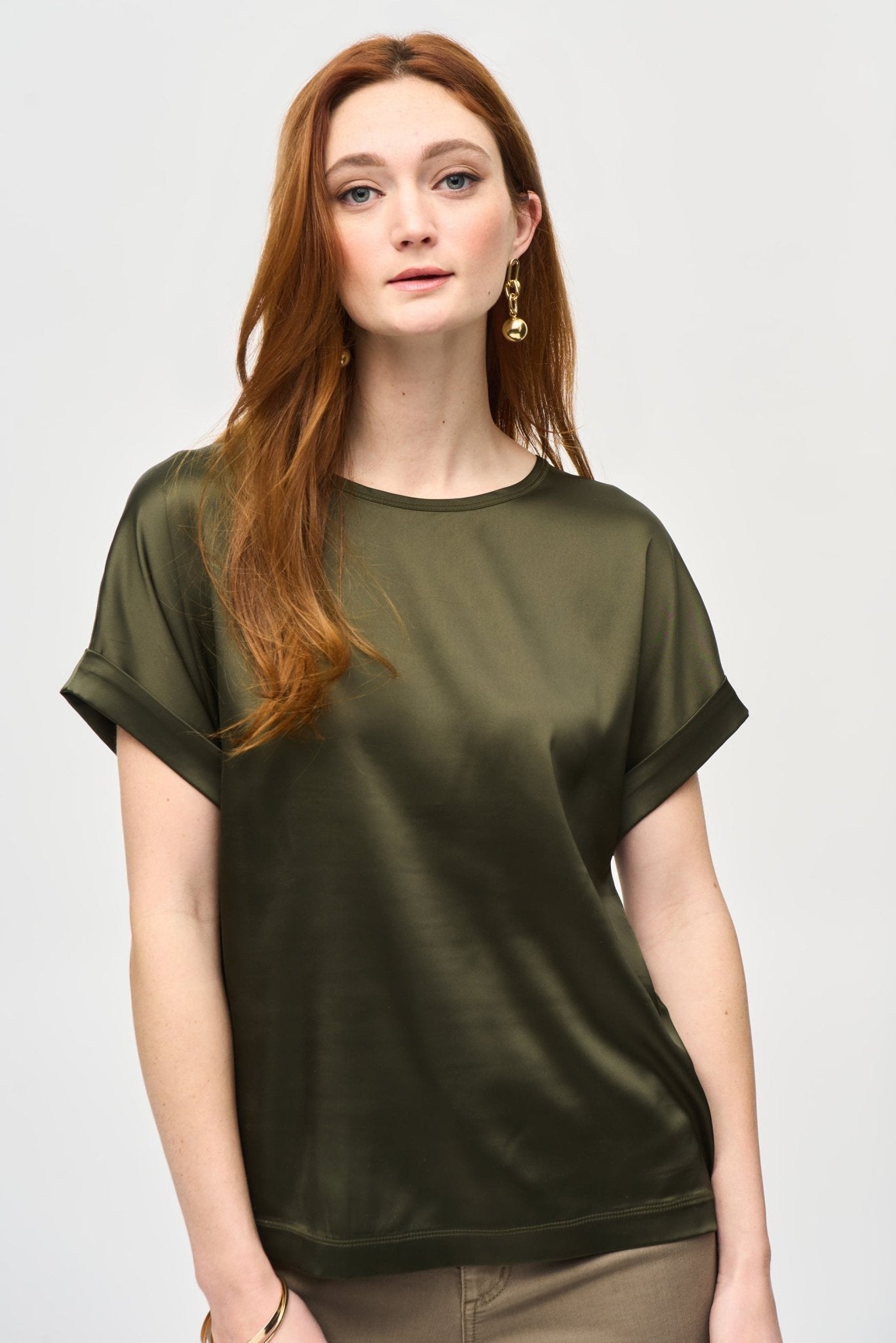 Shop Satin Front Short Sleeve Top Style 243912 | Iguana - JOSEPH RIBKOFF