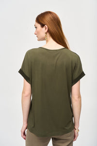 Shop Satin Front Short Sleeve Top Style 243912 | Iguana - JOSEPH RIBKOFF