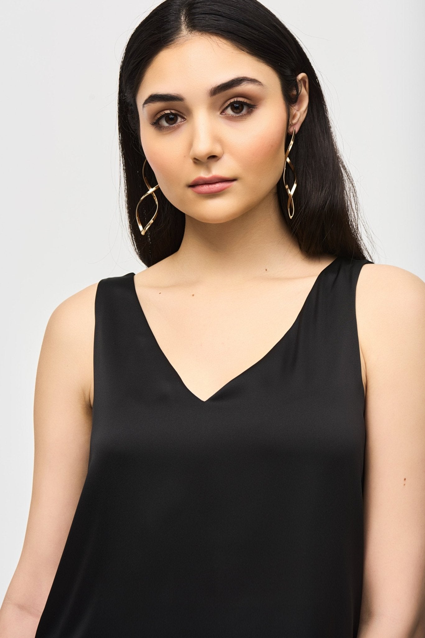 Shop Satin Straight Sleeveless Top Style 243110 | Black - JOSEPH RIBKOFF