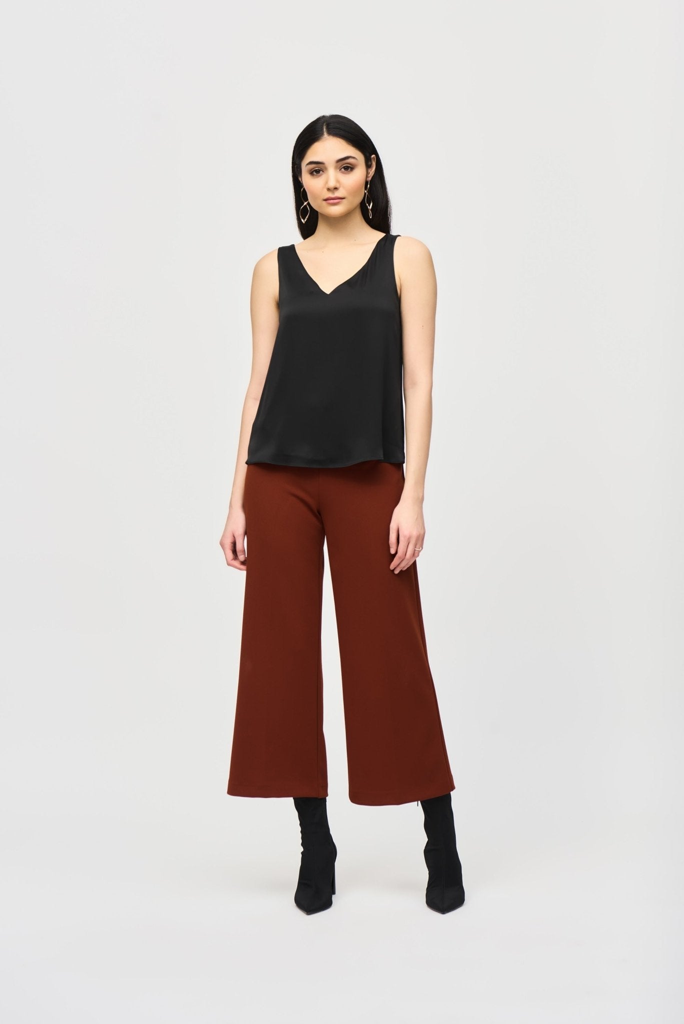 Shop Satin Straight Sleeveless Top Style 243110 | Black - JOSEPH RIBKOFF