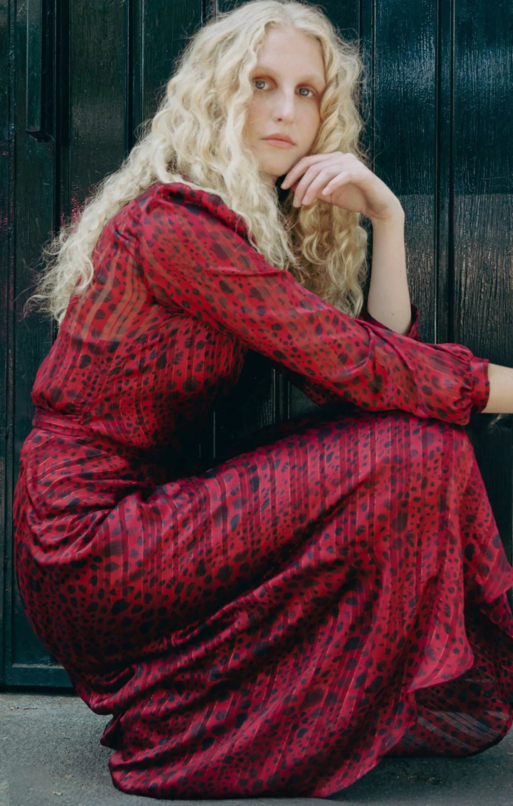 Shop Savoir Midi Wrap Dress in Red Black - Sacha Drake