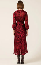 Shop Savoir Midi Wrap Dress in Red Black - Sacha Drake