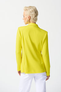 Shop Scuba Crepe Fitted Blazer Style 242201| Sunlight Yellow - Joseph Ribkoff