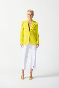 Shop Scuba Crepe Fitted Blazer Style 242201| Sunlight Yellow - Joseph Ribkoff