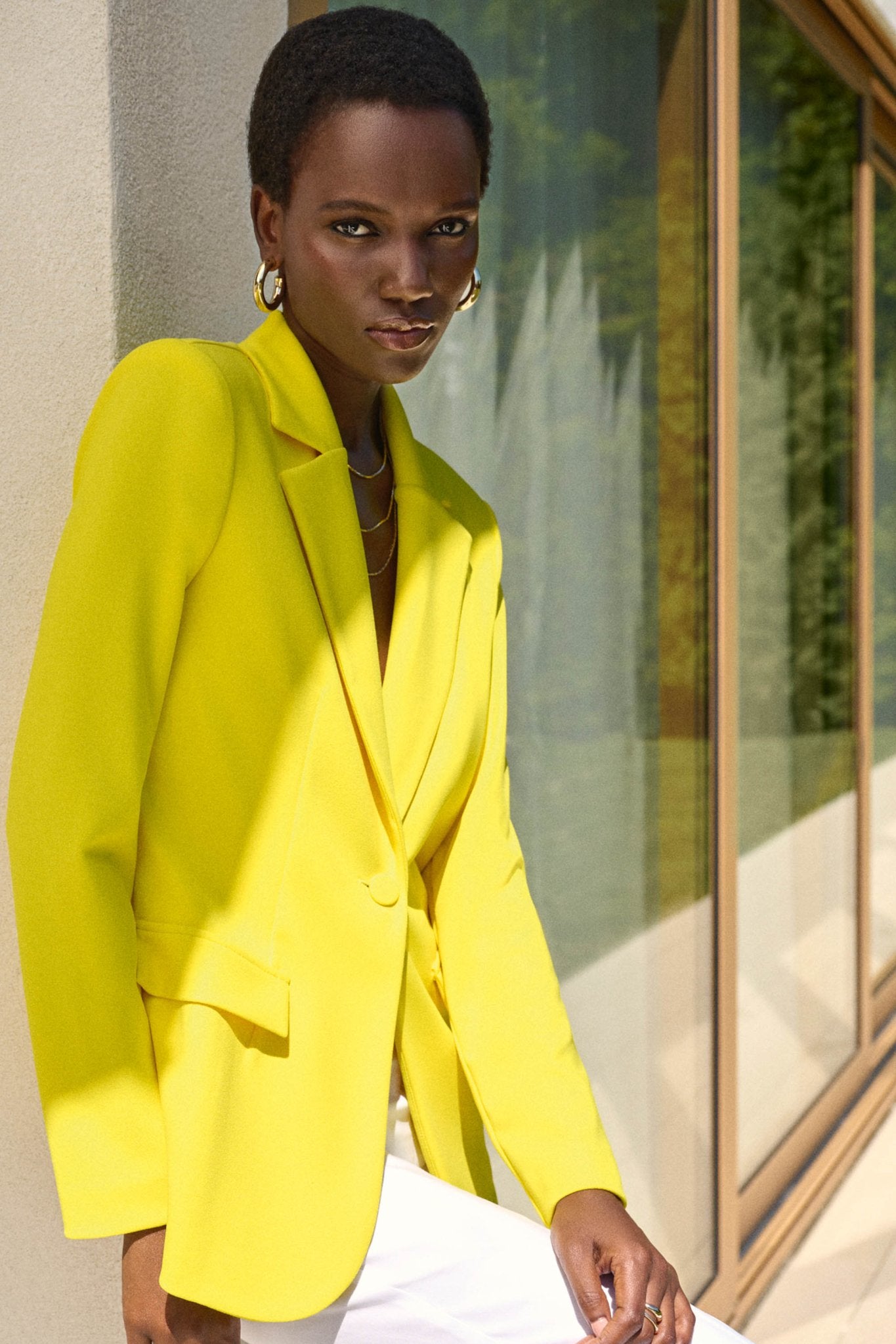 Shop Scuba Crepe Fitted Blazer Style 242201| Sunlight Yellow - Joseph Ribkoff