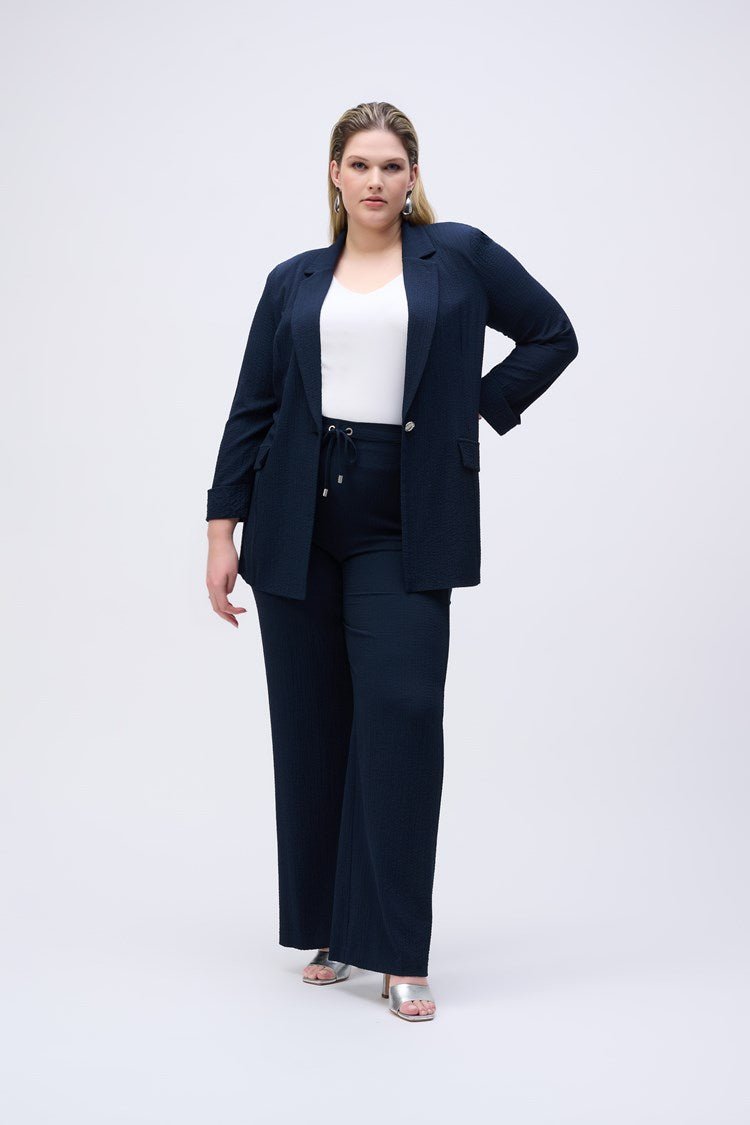 Shop Seersucker Straight Blazer Style 251082 | Midnight Blue - Joseph Ribkoff