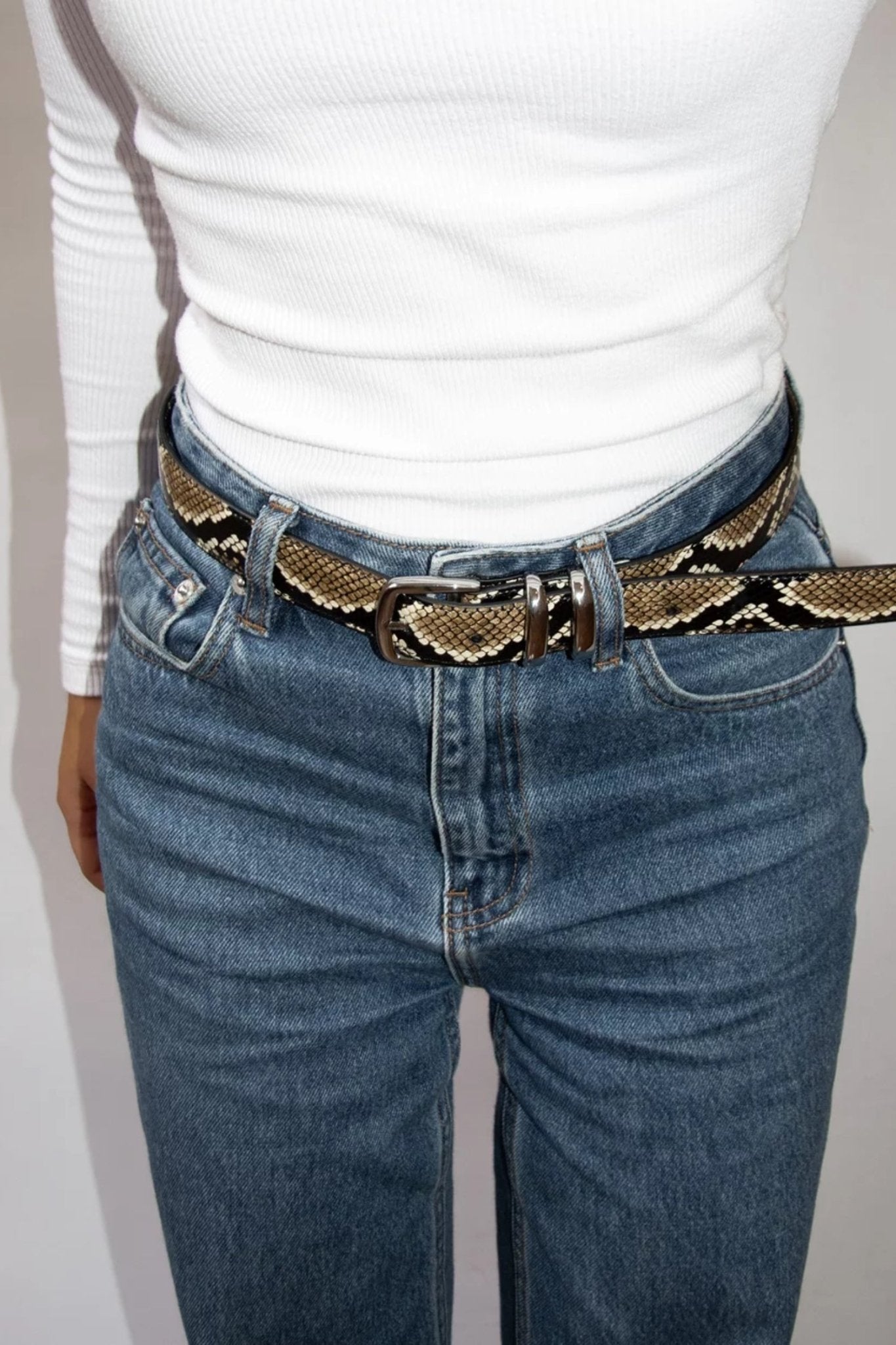 Shop Senso Bessy II Python Snake Print Leather Belt - Senso