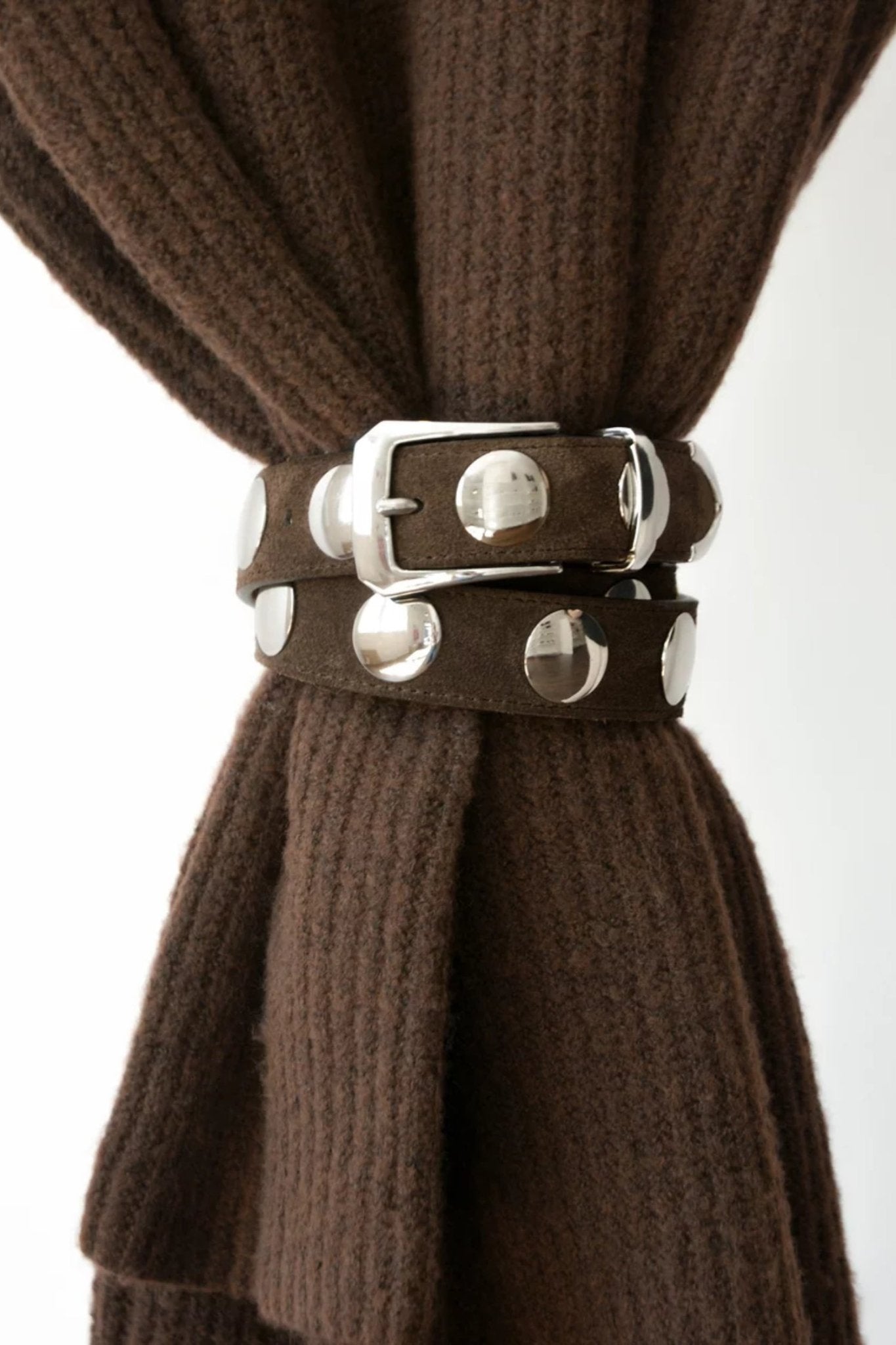 Shop Senso Bobbi II Mushroom Suede Calf Leather Belt - Senso