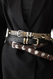 Shop Senso Bobbi II Mushroom Suede Calf Leather Belt - Senso