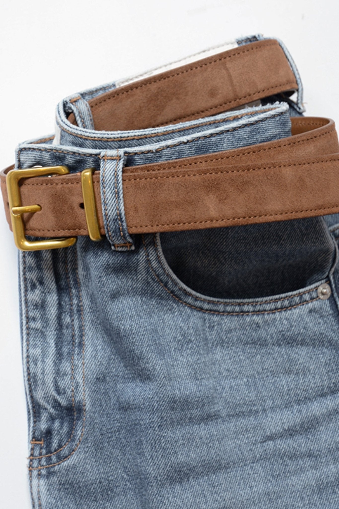Shop Senso Brianna I Chestnut Calf Suede Leather Belt - Senso