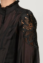 Shop Sevilla Cotton Silk Shirt in Onyx - OnceWas
