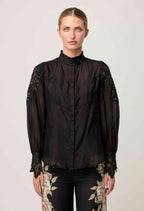 Shop Sevilla Cotton Silk Shirt in Onyx - OnceWas