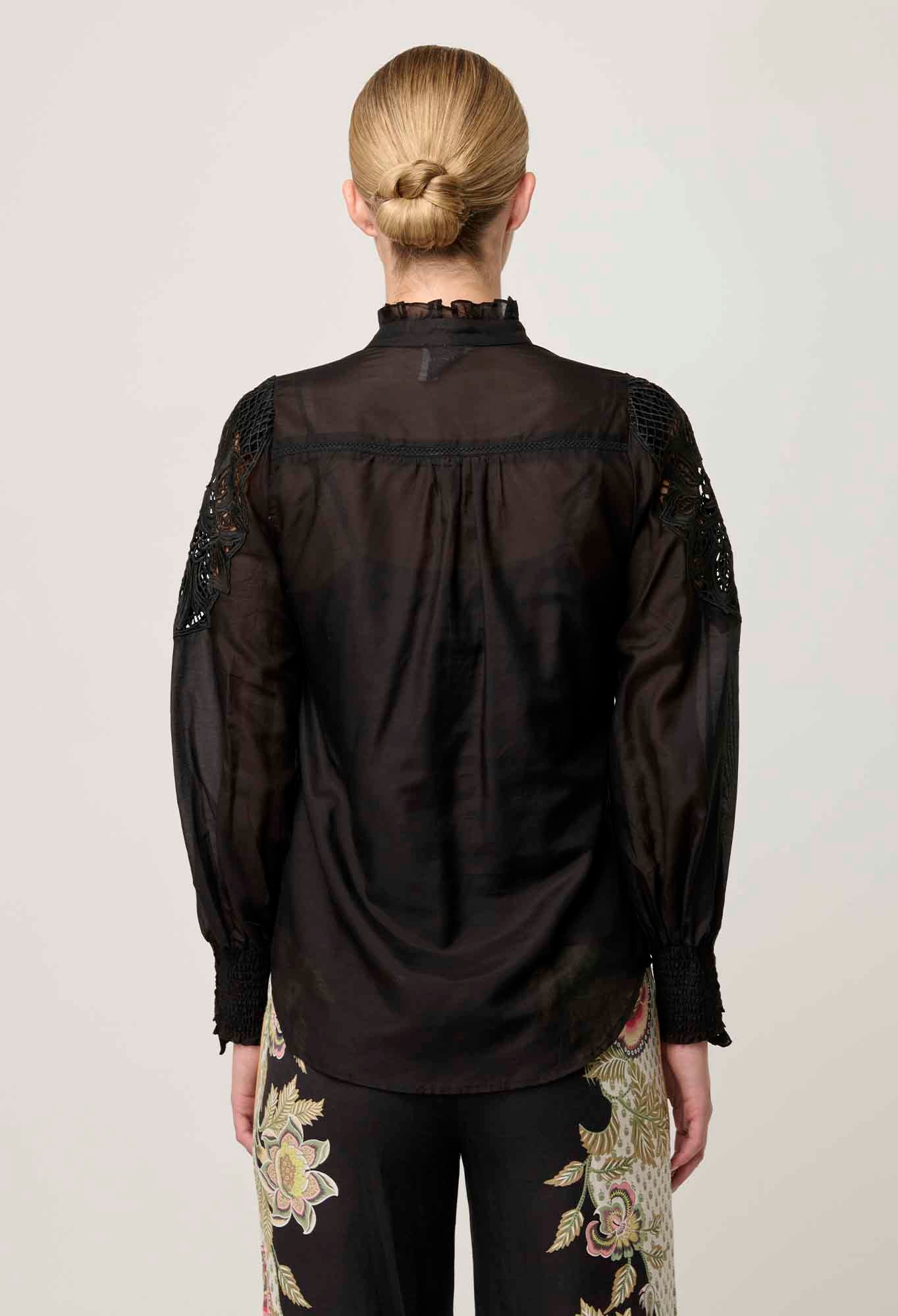 Shop Sevilla Cotton Silk Shirt in Onyx - OnceWas