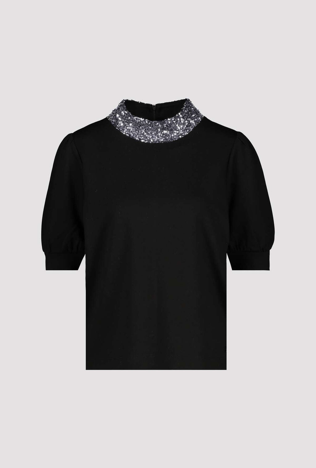 Shop Short Sleeve Sequin Collar Top - Monari