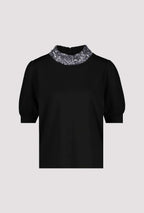 Shop Short Sleeve Sequin Collar Top - Monari