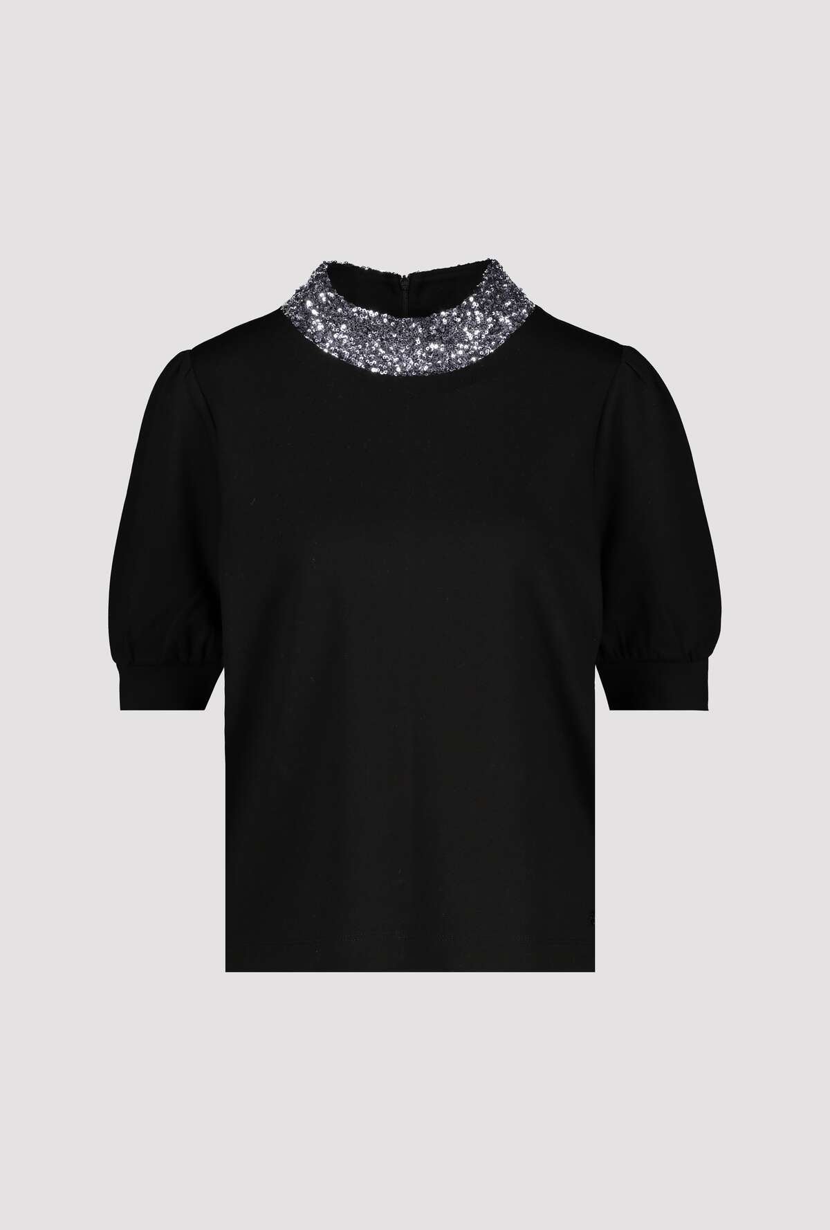 Shop Short Sleeve Sequin Collar Top - Monari