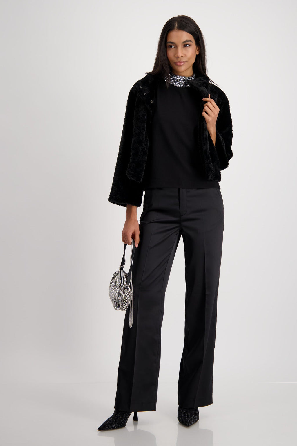 Shop Short Sleeve Sequin Collar Top - Monari