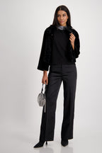 Shop Short Sleeve Sequin Collar Top - Monari