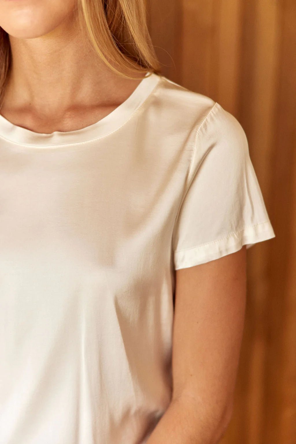 Shop Silane Woven T - Shirt Top | Ecru - Lauren Vidal Paris