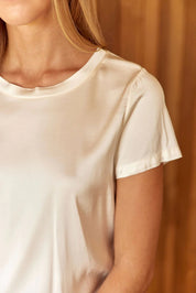 Shop Silane Woven T - Shirt Top | Ecru - Lauren Vidal Paris