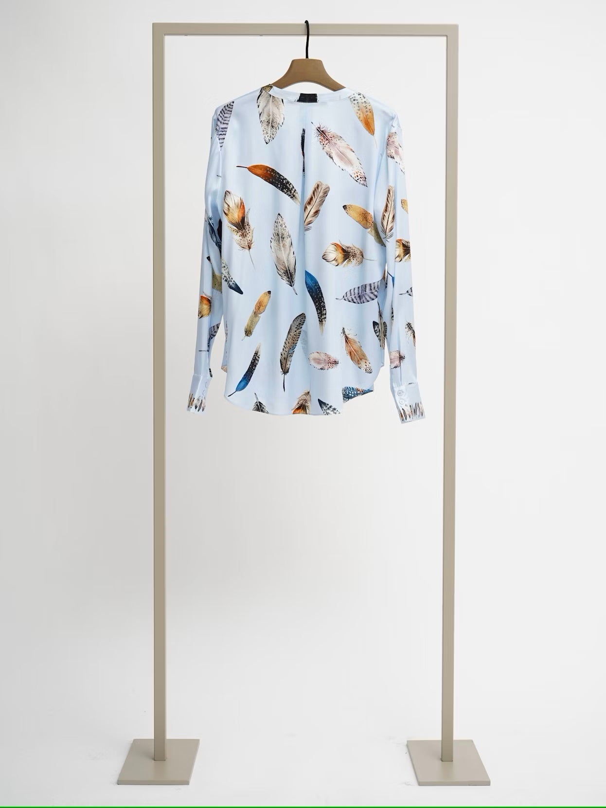 Shop Silk Shirt | Denim Multi Feather Print - Herzen's Angelegenheit