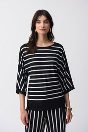 Shop Silky Knit Stripe Print Fitted Top - Joseph Ribkoff