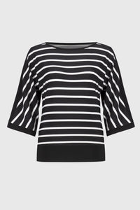 Shop Silky Knit Stripe Print Fitted Top - Joseph Ribkoff