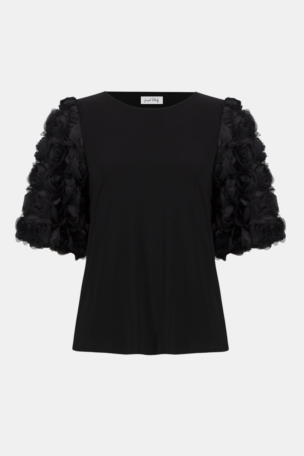 Shop Silky Top With Rosette Embroidered Sleeves - Joseph Ribkoff