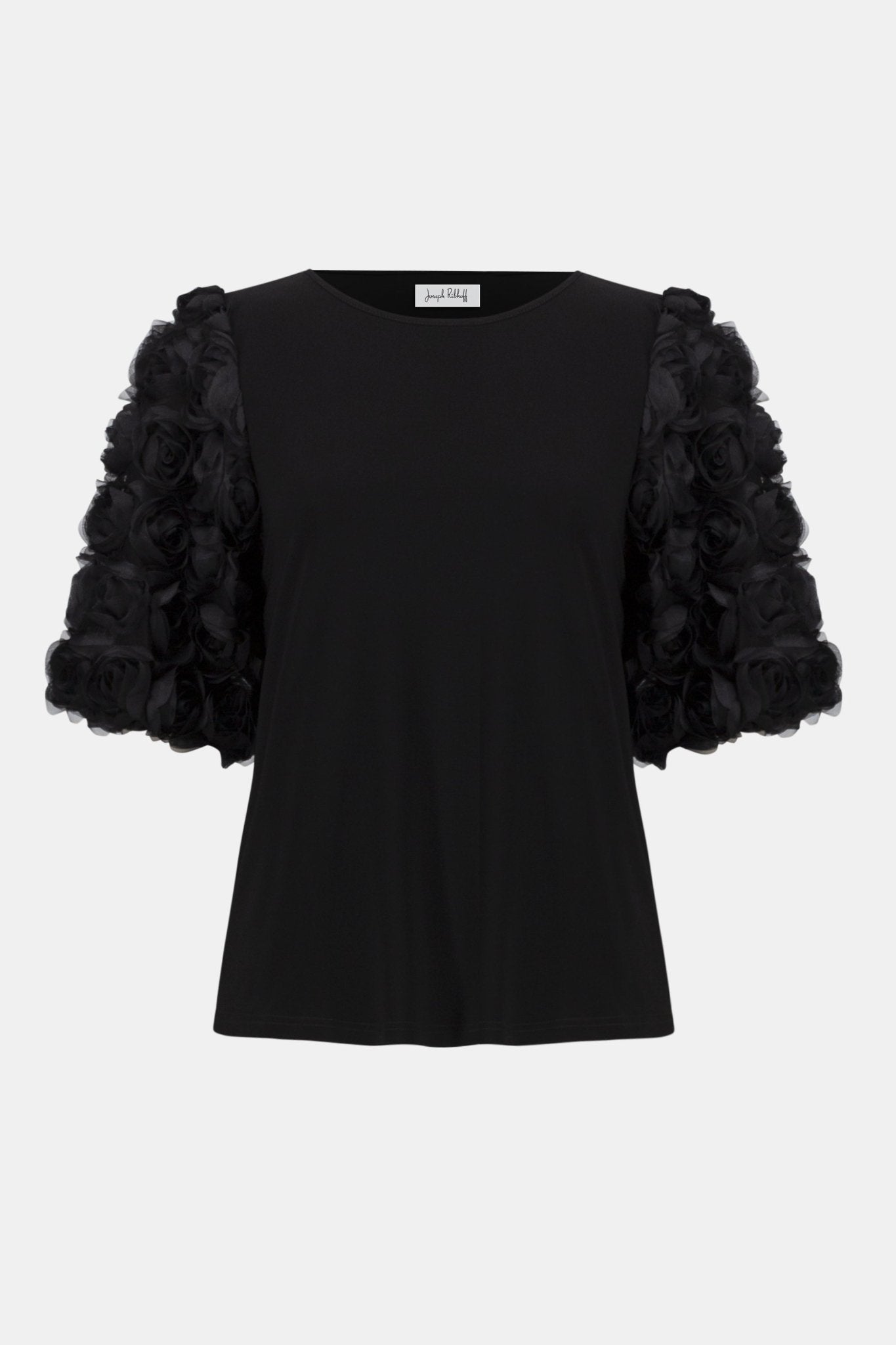 Shop Silky Top With Rosette Embroidered Sleeves - Joseph Ribkoff
