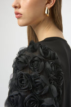 Shop Silky Top With Rosette Embroidered Sleeves - Joseph Ribkoff