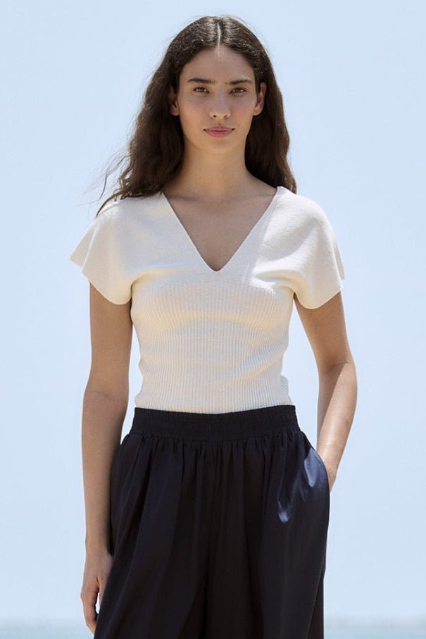 Shop Sita Murt V-Neck Ribbed Sweater Top - Sita Murt