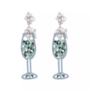 Shop Sparkling Wine Coastal Crystal Earrings - Plum Petal