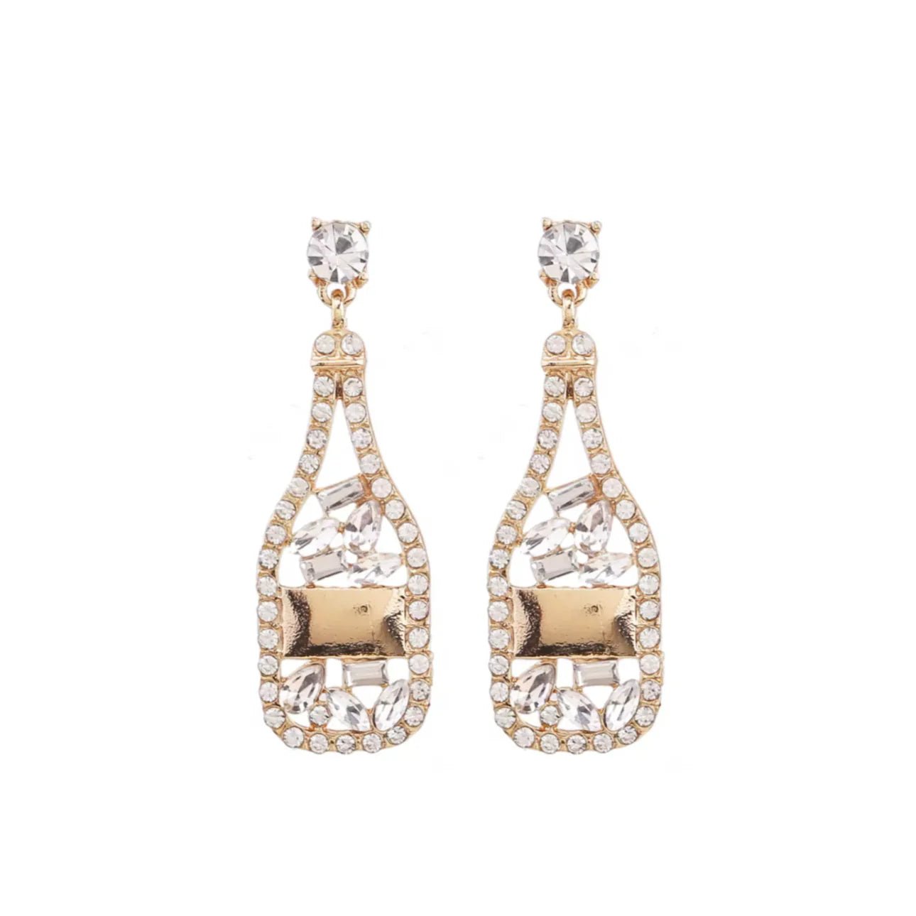 Shop Sparkling Wine Statement Earrings | White - Plum Petal