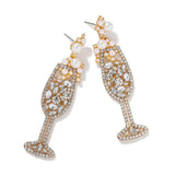 Plum Petal Sparkling Wine White Crystal Earrings