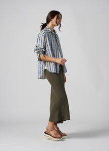 Shop Spot The Stripe Linen Shirt | Navy Sage - Madly Sweetly