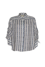 Shop Spot The Stripe Linen Shirt | Navy Sage - Madly Sweetly