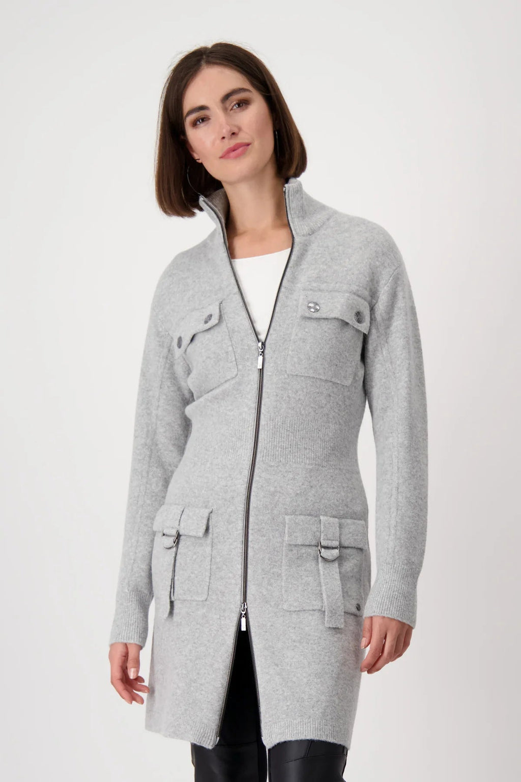 Shop Stand Up Collar Longline Jacket - Monari