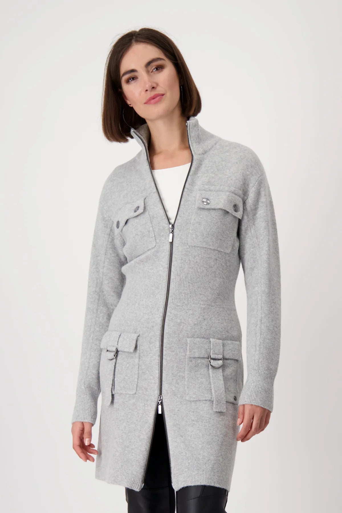 Shop Stand Up Collar Longline Jacket - Monari