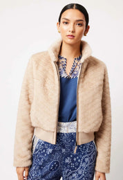 Shop Stella Faux Fur Bomber Jacket │ Fawn - ONCEWAS