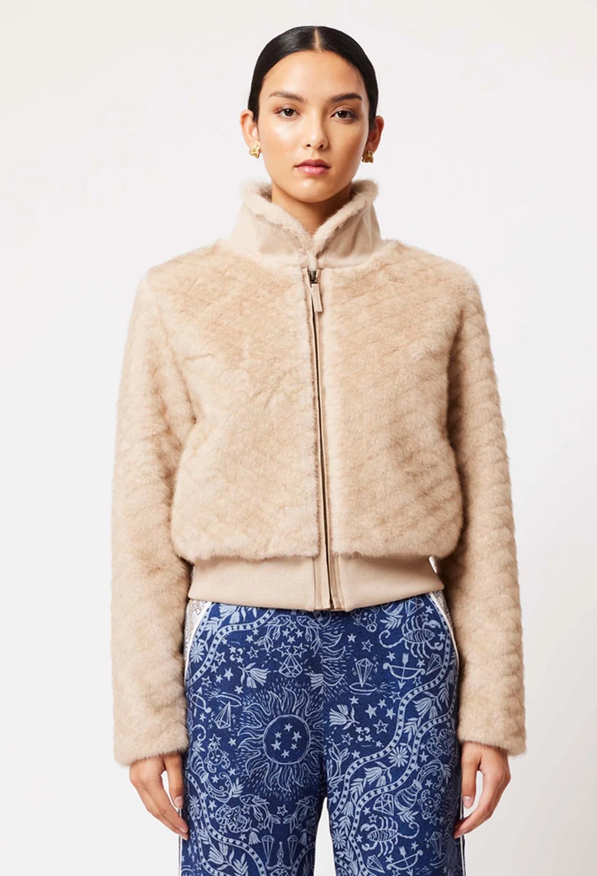 Shop Stella Faux Fur Bomber Jacket │ Fawn - ONCEWAS