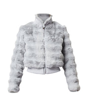 Shop Stella Faux Fur Bomber Jacket │ Ice Blue - ONCEWAS