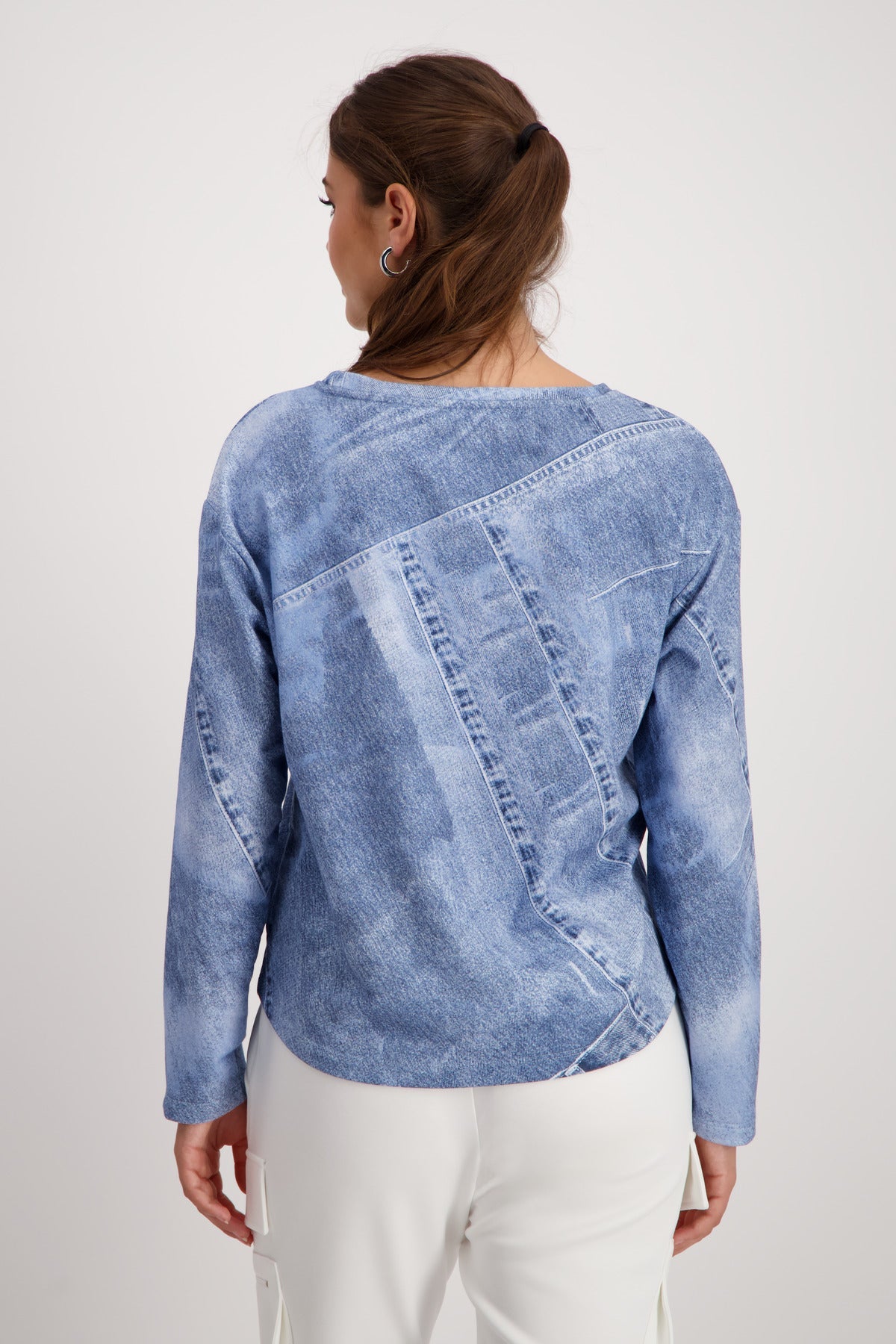 Shop Streetstyle Sweatshirt with Rhinestones | Indigo Pattern - Monari