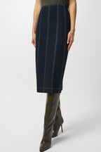 Shop Stretch Denim Panelled Pencil Skirt - Joseph Ribkoff