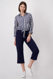 Shop Striped Cotton Shirt | Navy White - Monari