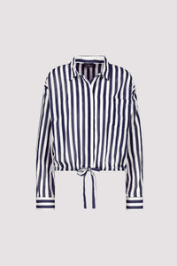 Shop Striped Cotton Shirt | Navy White - Monari